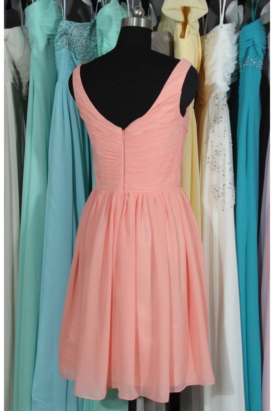 A-Line V-Neck Short Chiffon Bridesmaid Dresses/Wedding Party Dresses BD010700