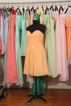 A-Line Sweetheart Short Yellow Chiffon Bridesmaid Dresses/Wedding Party Dresses BD010705