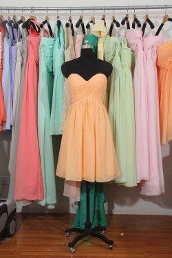 A-Line Sweetheart Short Yellow Chiffon Bridesmaid Dresses/Wedding Party Dresses BD010705