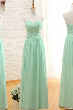 A-Line Sweetheart Long Green Chiffon Bridesmaid Dresses/Wedding Party Dresses BD010708