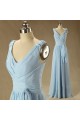 A-Line V-Neck Long Blue Chiffon Bridesmaid Dresses/Wedding Party Dresses BD010709