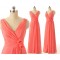 A-Line V-Neck Long Watermelon Chiffon Bridesmaid Dresses/Wedding Party Dresses BD010710