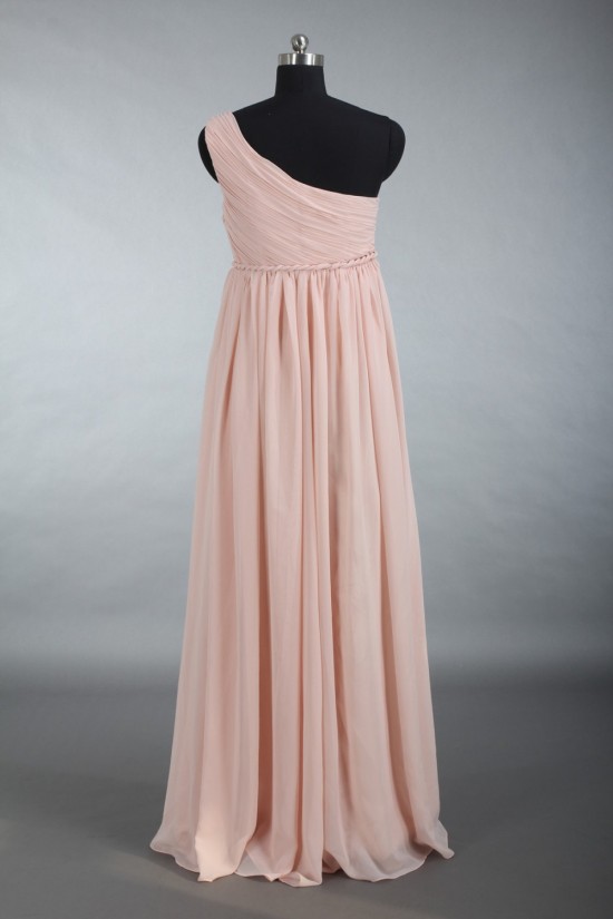 Empire One-Shoulder Long Chiffon Bridesmaid Dresses/Wedding Party Dresses/Maternity Dresses BD010711
