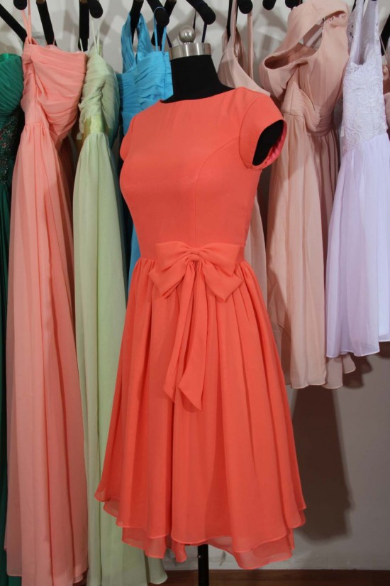 A-Line Bateau Short Sleeve Chiffon Bridesmaid Dresses/Wedding Party Dresses BD010712 A-Line Bateau Short Sleeve Chiffon Bridesmaid Dresses/Wedding Party Dresses BD010712