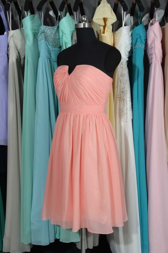 A-Line Short Pink Chiffon Bridesmaid Dresses/Wedding Party Dresses BD010716