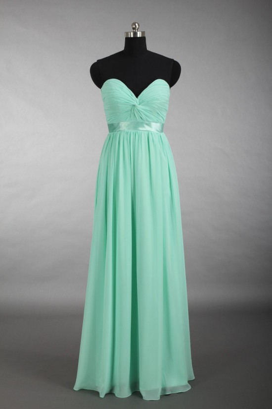 A-Line Sweetheart Long Green Chiffon Bridesmaid Dresses/Wedding Party Dresses BD010717