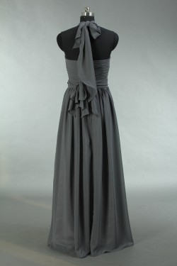 A-Line Sweetheart Halter Long Grey Chiffon Bridesmaid Dresses/Wedding Party Dresses BD010720