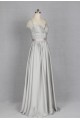 A-Line Sweetheart Cap Sleeve Long Grey Chiffon Bridesmaid Dresses/Evening Dresses BD010721
