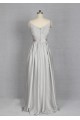 A-Line Sweetheart Cap Sleeve Long Grey Chiffon Bridesmaid Dresses/Evening Dresses BD010721