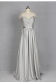 A-Line Sweetheart Cap Sleeve Long Grey Chiffon Bridesmaid Dresses/Evening Dresses BD010721