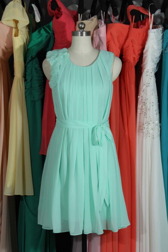 A-Line Pleated Short Chiffon Bridesmaid Dresses/Wedding Party Dresses BD010724