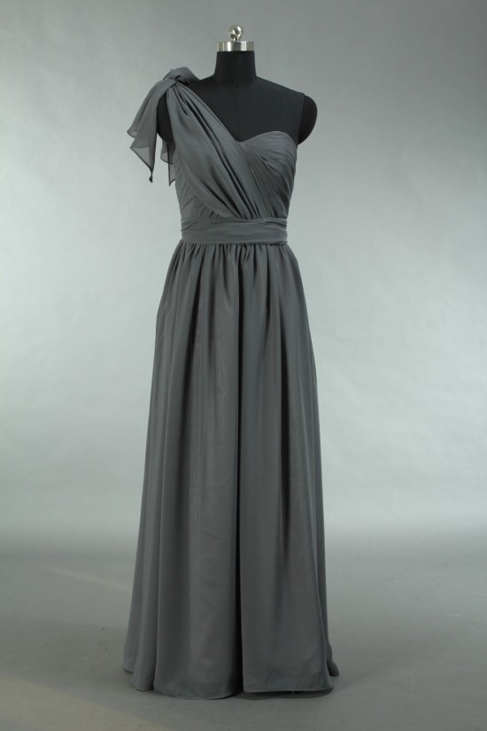 A-Line Sweetheart Long Grey Chiffon Bridesmaid Dresses/Wedding Party Dresses BD010731