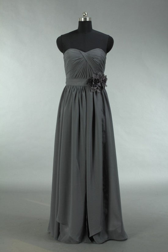 A-Line Sweetheart Long Grey Chiffon Bridesmaid Dresses/Wedding Party Dresses BD010731