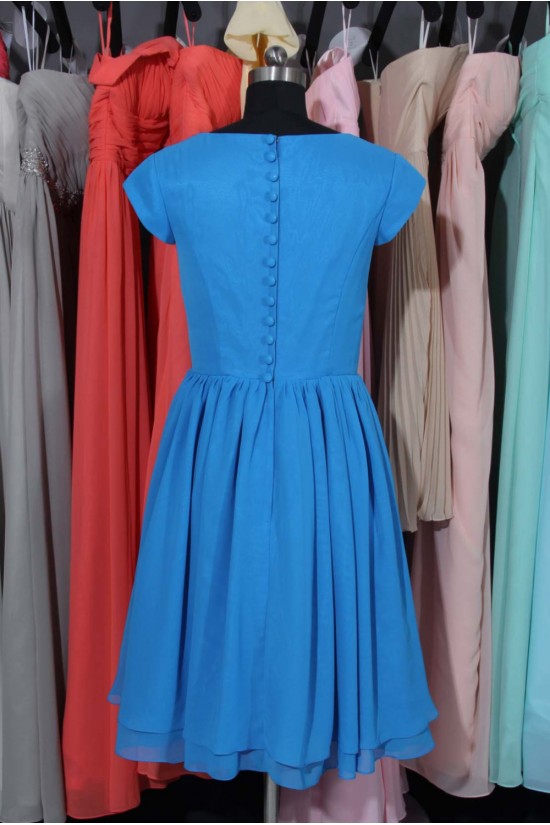 A-Line Bateau Short Sleeve Chiffon Bridesmaid Dresses/Wedding Party Dresses BD010735 A-Line Bateau Short Sleeve Chiffon Bridesmaid Dresses/Wedding Party Dresses BD010735