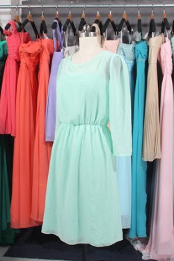 A-Line 3/4 Sleeve Short Chiffon Bridesmaid Dresses/Wedding Party Dresses BD010736