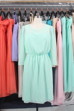 A-Line 3/4 Sleeve Short Chiffon Bridesmaid Dresses/Wedding Party Dresses BD010736