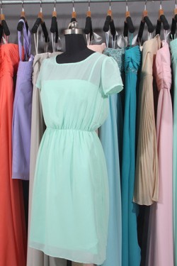 A-Line Short Sleeve Short Chiffon Bridesmaid Dresses/Wedding Party Dresses BD010737