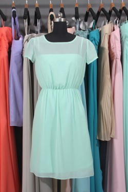 A-Line Short Sleeve Short Chiffon Bridesmaid Dresses/Wedding Party Dresses BD010737