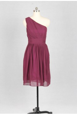 A-Line One-Shoulder Short Chiffon Bridesmaid Dresses/Wedding Party Dresses BD010738