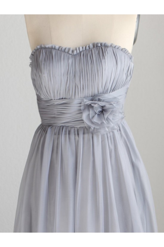 A-Line Strapless Long Grey Chiffon Bridesmaid Dresses/Wedding Party Dresses BD010742