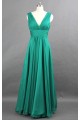 A-Line V-Neck Long Green Chiffon Bridesmaid Dresses/Wedding Party Dresses BD010749