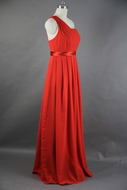 A-Line One-Shoulder Long Chiffon Bridesmaid Dresses/Wedding Party Dresses BD010751