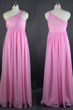 Empire One-Shoulder Long Chiffon Bridesmaid Dresses/Wedding Party Dresses/Maternity Dresses BD010753