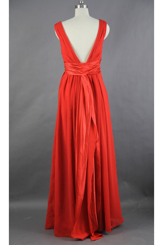 A-Line V-Neck Long Chiffon Bridesmaid Dresses/Wedding Party Dresses BD010754