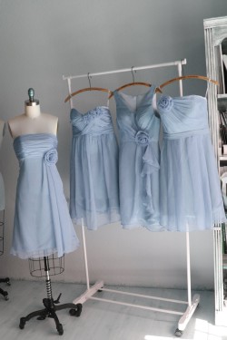 A-Line Strapless Short Chiffon Bridesmaid Dresses/Wedding Party Dresses BD010759