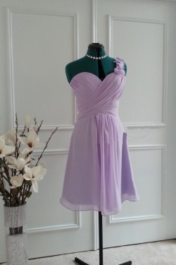 A-Line One-Shoulder Short Chiffon Bridesmaid Dresses/Wedding Party Dresses BD010763
