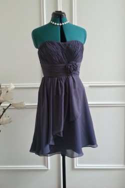 A-Line Strapless Short Chiffon Bridesmaid Dresses/Wedding Party Dresses BD010771