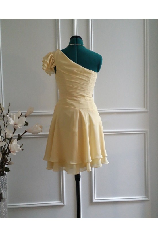 A-Line Short One-Shoulder Yellow Chiffon Bridesmaid Dresses/Wedding Party Dresses BD010773 A-Line Short One-Shoulder Yellow Chiffon Bridesmaid Dresses/Wedding Party Dresses BD010773
