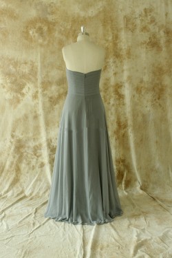 A-Line Sweetheart Long Grey Chiffon Bridesmaid Dresses/Wedding Party Dresses BD010774