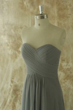 A-Line Sweetheart Long Grey Chiffon Bridesmaid Dresses/Wedding Party Dresses BD010774