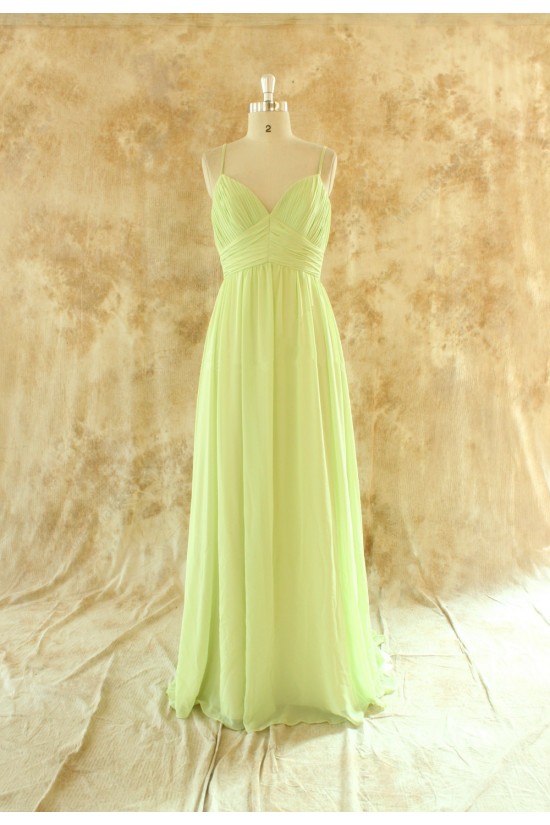 A-Line Spaghetti Strap Long Chiffon Bridesmaid Dresses/Wedding Party Dresses BD010775