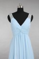 A-Line V-Neck Beaded Long Blue Chiffon Bridesmaid Dresses/Wedding Party Dresses BD010778