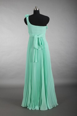 Empire One-Shoulder Pleated Long Green Chiffon Bridesmaid Dresses/Wedding Party Dresses/Maternity Dresses BD010786