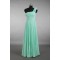 Empire One-Shoulder Pleated Long Green Chiffon Bridesmaid Dresses/Wedding Party Dresses/Maternity Dresses BD010786