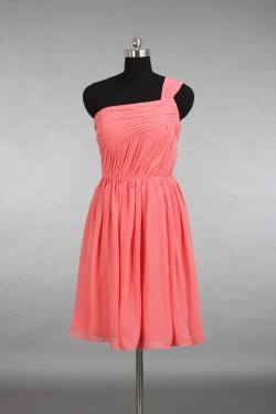 A-Line One-Shoulder Short Chiffon Bridesmaid Dresses/Evening Dresses BD010789