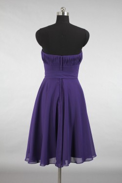 A-Line Strapless Short Purple Chiffon Bridesmaid Dresses/Evening Dresses BD010790