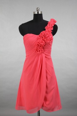 A-Line One-Shoulder Short Chiffon Bridesmaid Dresses/Evening Dresses BD010791