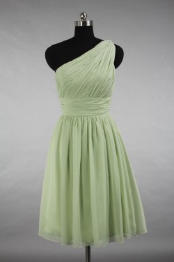 A-Line One-Shoulder Short Chiffon Bridesmaid Dresses/Evening Dresses BD010792