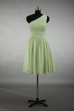 A-Line One-Shoulder Short Chiffon Bridesmaid Dresses/Evening Dresses BD010792