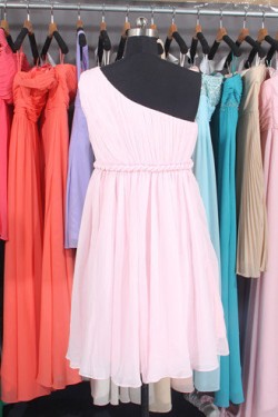 Empire One-Shoulder Short Chiffon Bridesmaid Dresses/Evening Dresses/Maternity Dresses BD010793