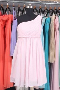 Empire One-Shoulder Short Chiffon Bridesmaid Dresses/Evening Dresses/Maternity Dresses BD010793
