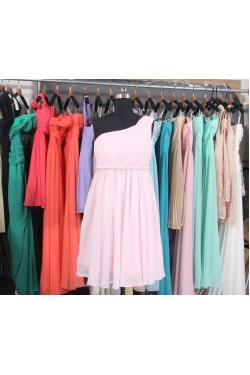 Empire One-Shoulder Short Chiffon Bridesmaid Dresses/Evening Dresses/Maternity Dresses BD010793