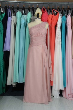 A-Line One-Shoulder Long Chiffon Bridesmaid Dresses/Evening Dresses BD010795