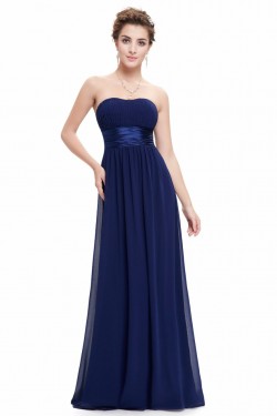 A-Line Strapless Long Chiffon Bridesmaid Dresses/Evening Dresses BD010796