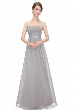 A-Line Strapless Long Chiffon Bridesmaid Dresses/Evening Dresses BD010796
