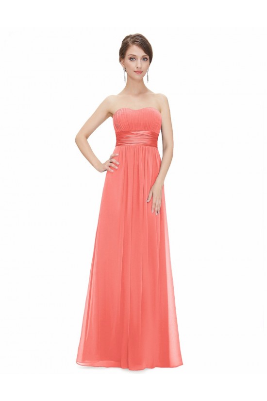 A-Line Strapless Long Chiffon Bridesmaid Dresses/Evening Dresses BD010796